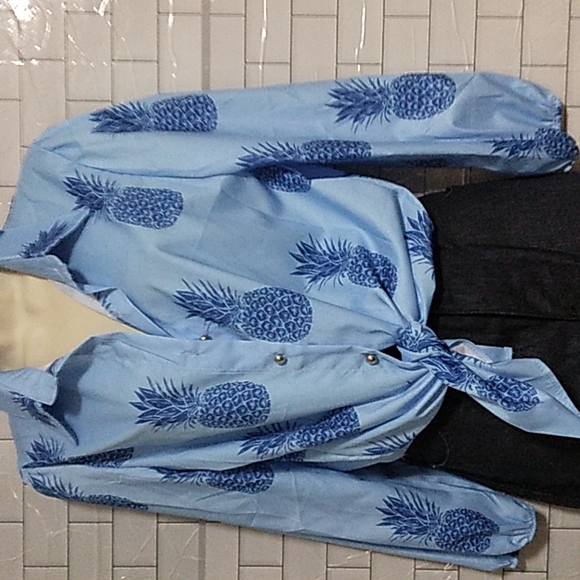 No maker Label Tops - A-2 Blue Pineapple Graphic Shirt XL